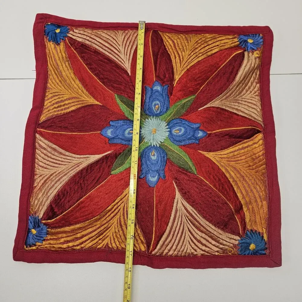 Vintage Decorative Embroidered Floral Throw Pillow Case Cover 18